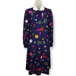Dan Howard Vintage 1970s Floral Long Sleeve Dress size 8